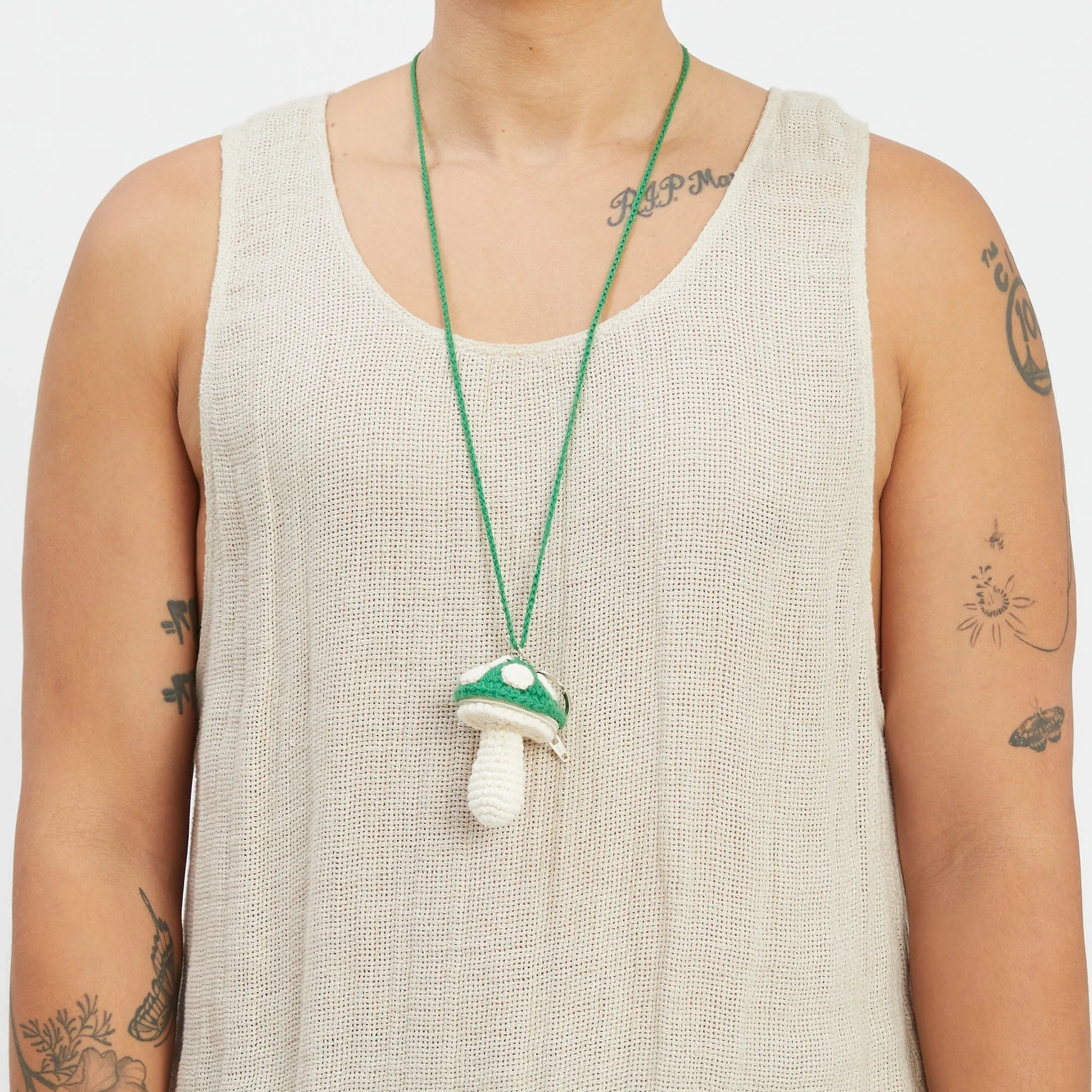 Small Mushroom Keychain/Necklace – Green Cotton sold by S.K. Manor Hill product image thumbnail 3