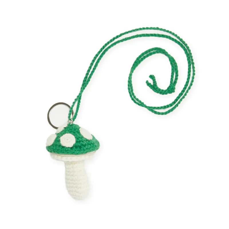 Small Mushroom Keychain/Necklace – Green Cotton made by S.K. Manor Hill