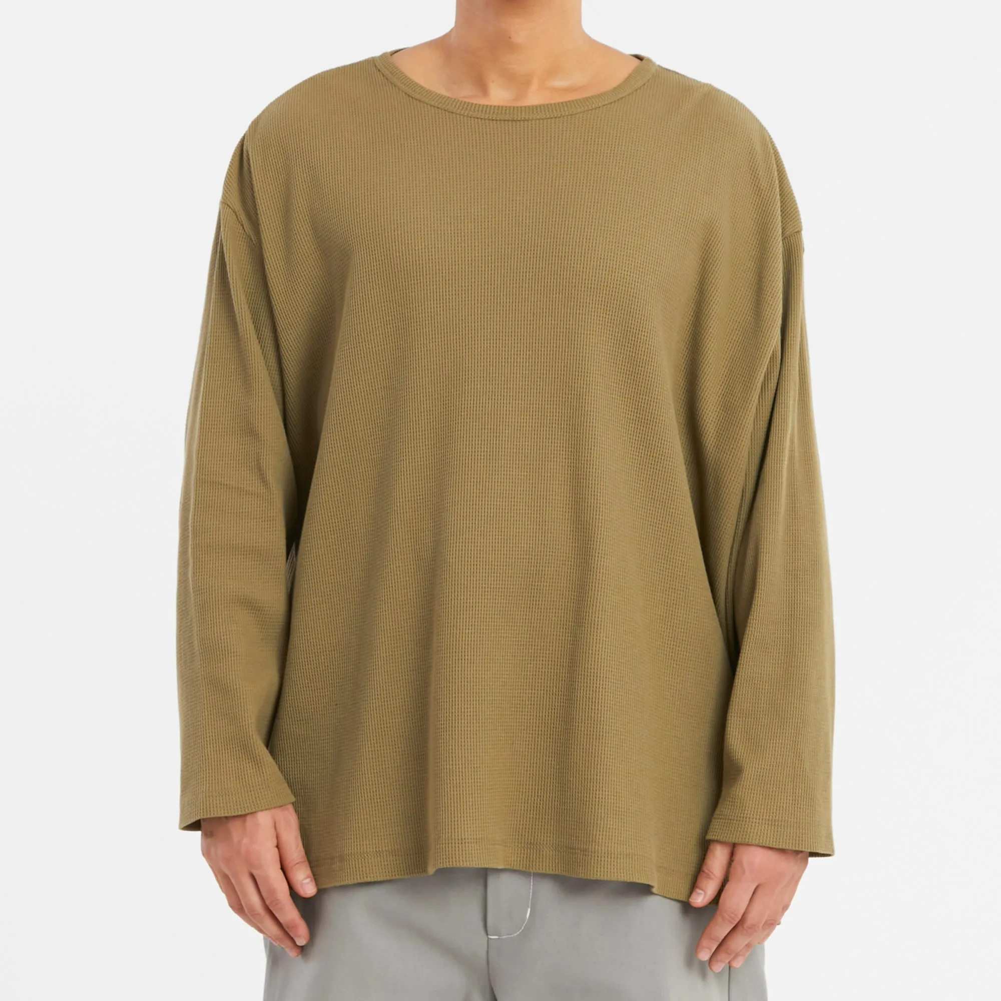 Waffle Thermal Long Sleeve T-Shirt - Olive Cotton sold by S.K. Manor Hill product image thumbnail 3