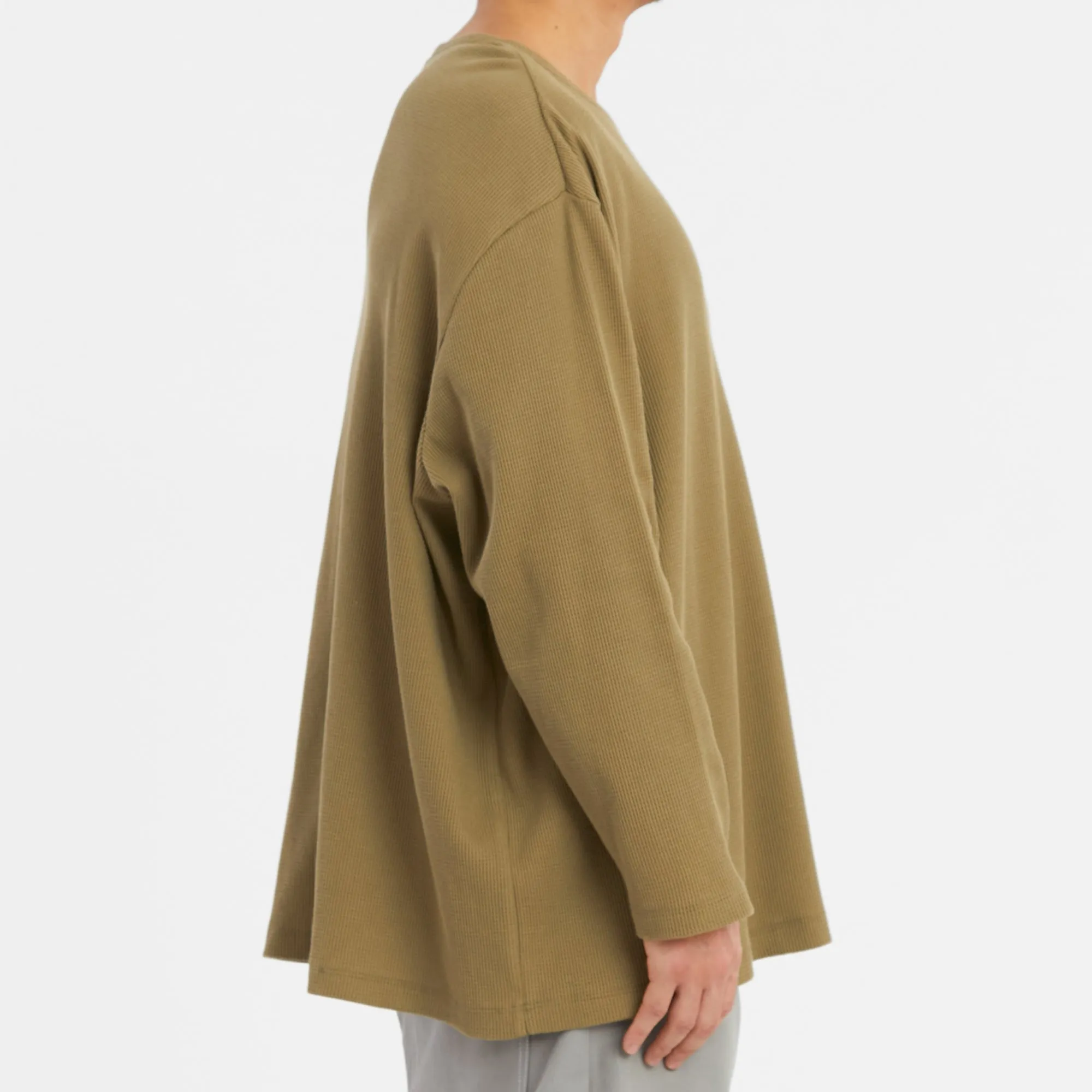 Waffle Thermal Long Sleeve T-Shirt - Olive Cotton sold by S.K. Manor Hill product image thumbnail 4