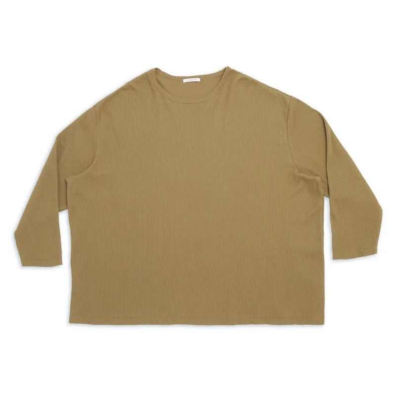 Waffle Thermal Long Sleeve T-Shirt - Olive Cotton made by S.K. Manor Hill