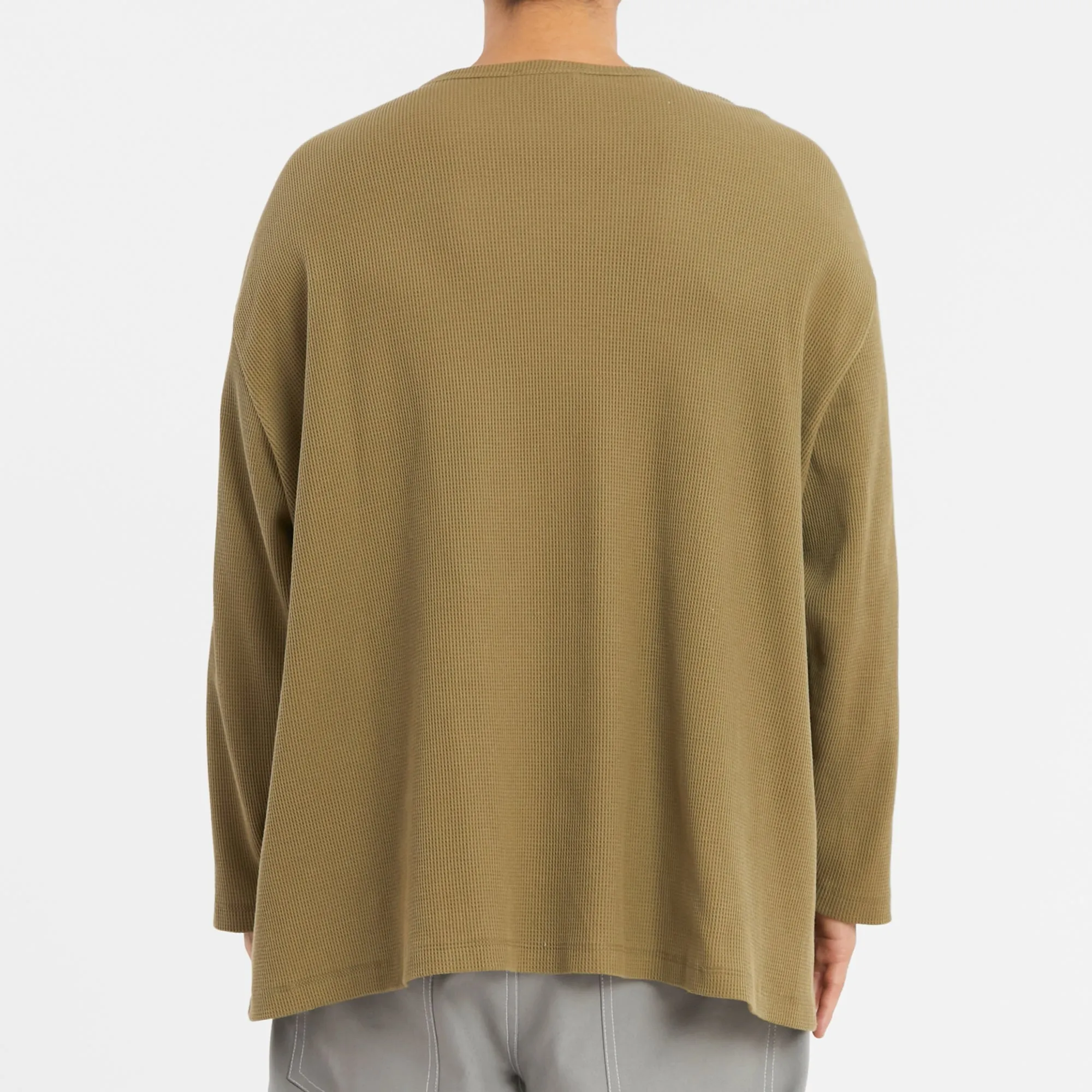 Waffle Thermal Long Sleeve T-Shirt - Olive Cotton sold by S.K. Manor Hill product image thumbnail 5