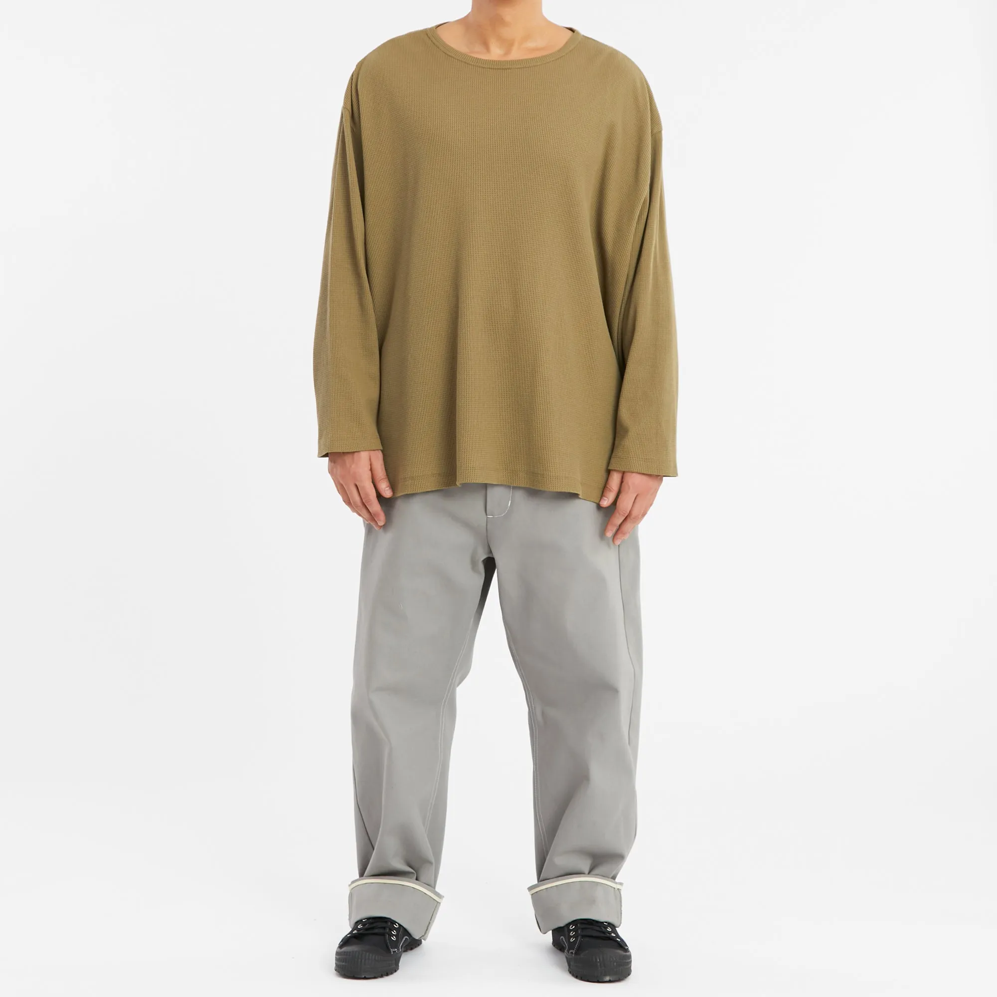Waffle Thermal Long Sleeve T-Shirt - Olive Cotton sold by S.K. Manor Hill product image thumbnail 2