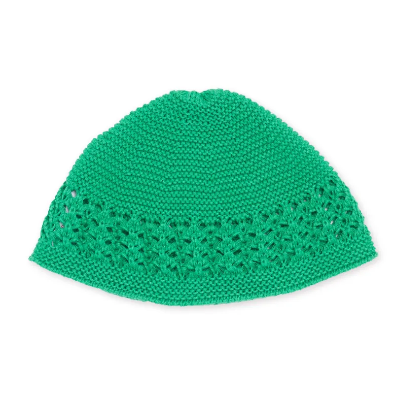 Knit Skull Cap - Kelly Green Cotton made by S.K. Manor Hill