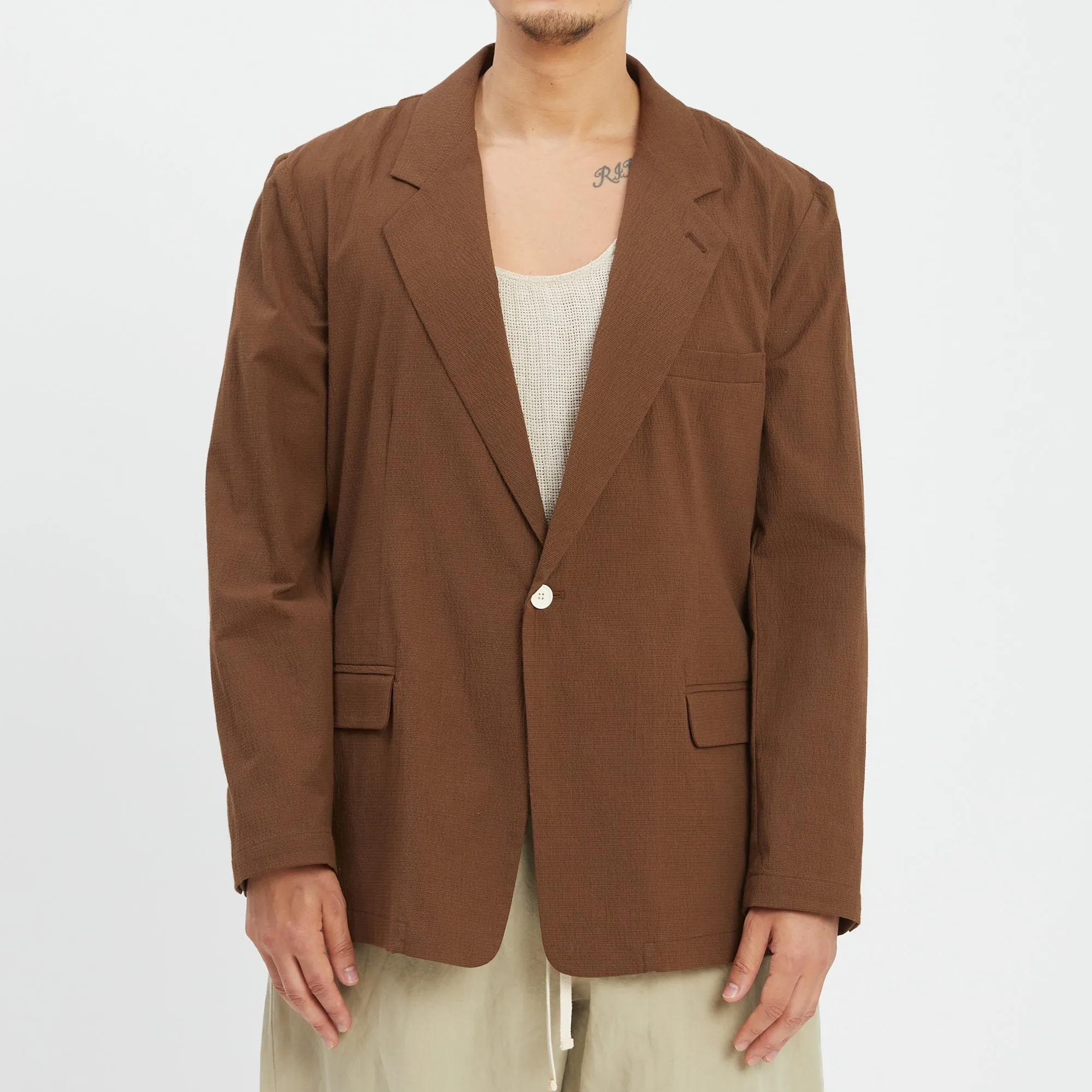 Julian Blazer - Brown Puckered Cotton sold by S.K. Manor Hill product image thumbnail 3