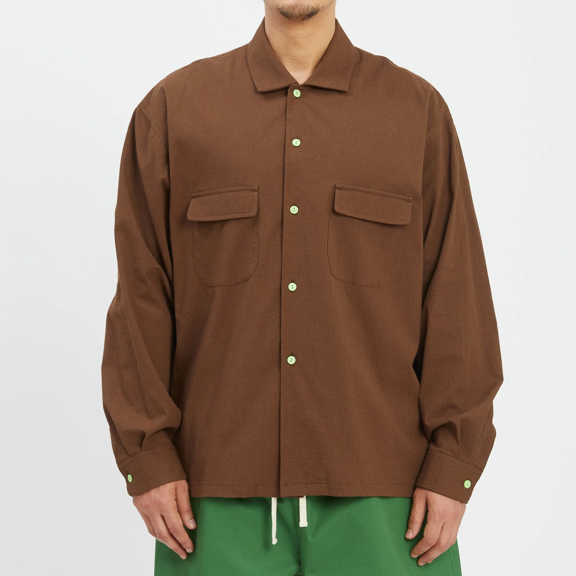 Warrick Shirt - Brown Puckered Cotton sold by S.K. Manor Hill product image thumbnail 3