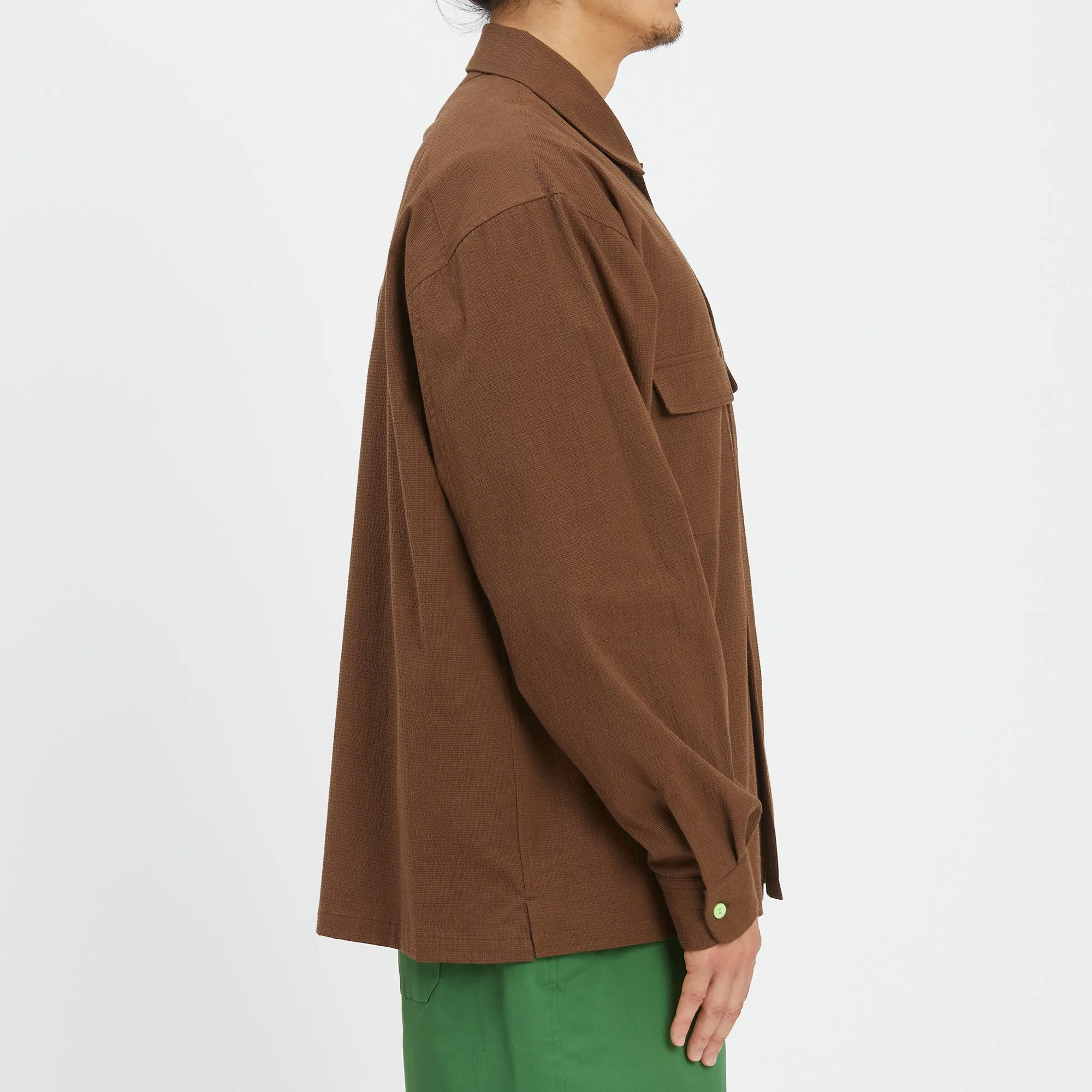 Warrick Shirt - Brown Puckered Cotton sold by S.K. Manor Hill product image thumbnail 4