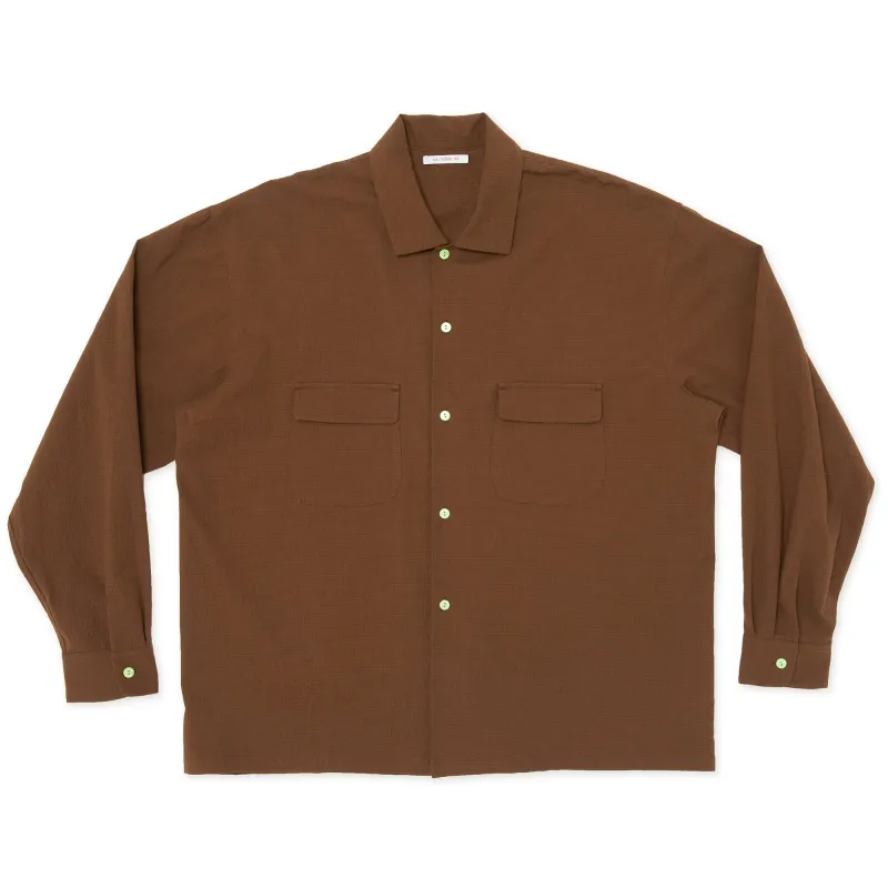 Warrick Shirt - Brown Puckered Cotton made by S.K. Manor Hill