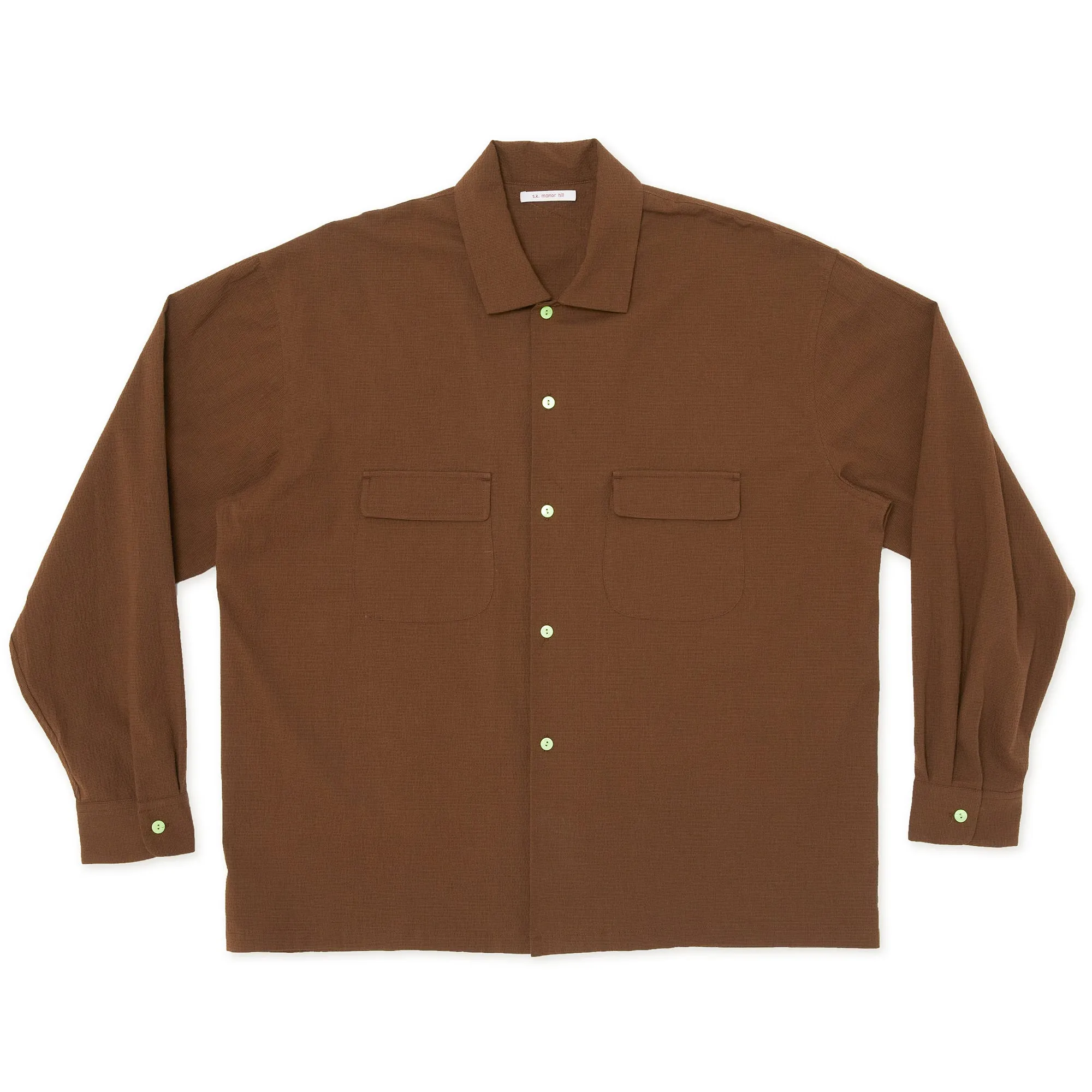 Warrick Shirt - Brown Puckered Cotton sold by S.K. Manor Hill