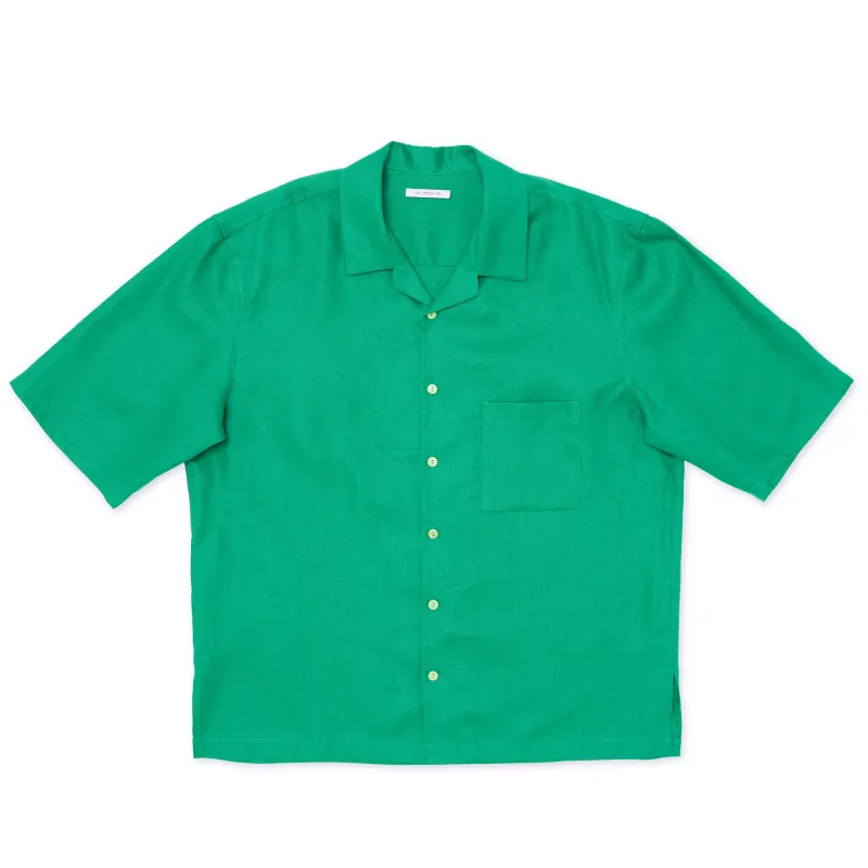 Aloha Shirt - Kelly Green Linen / Rayon made by S.K. Manor Hill