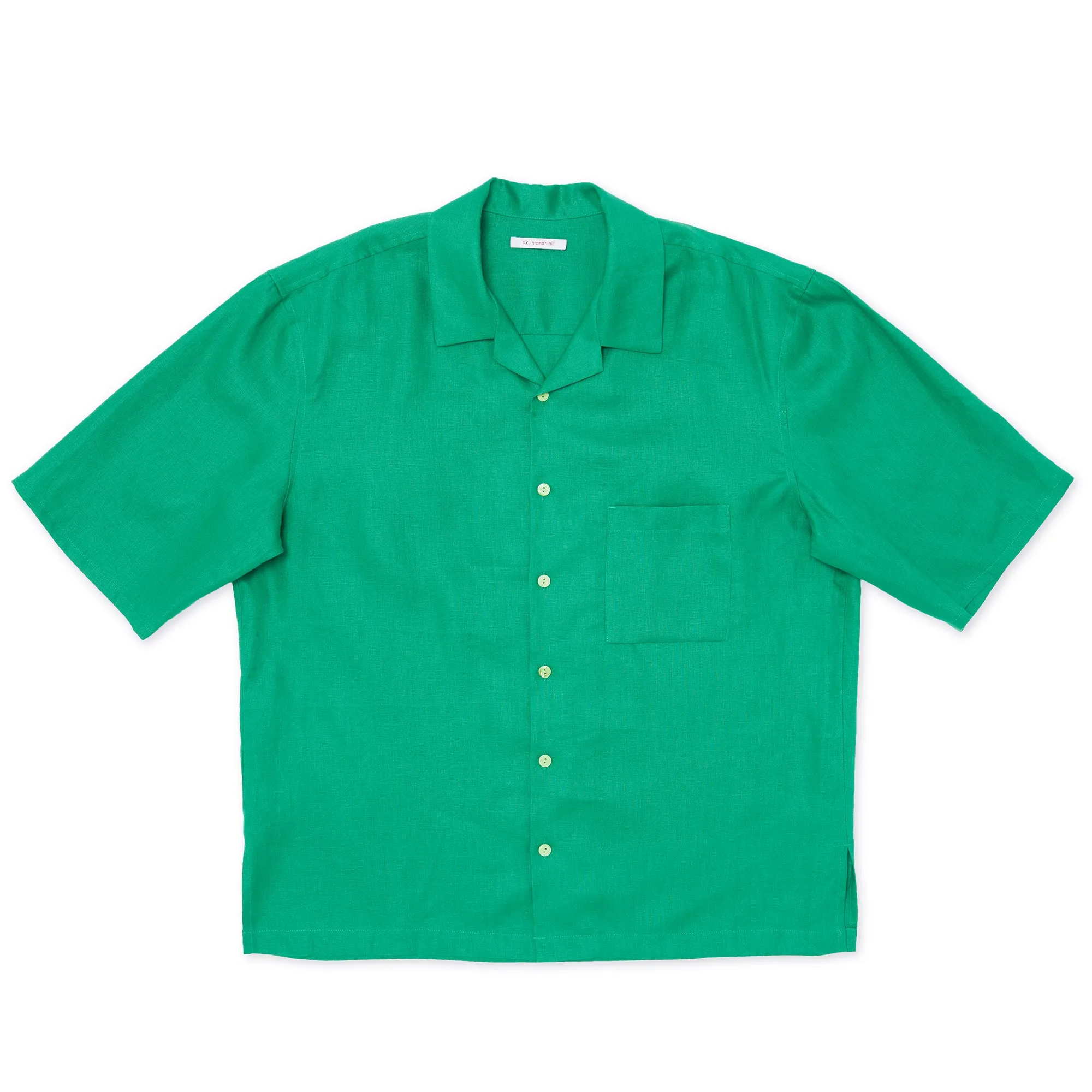 Aloha Shirt - Kelly Green Linen / Rayon sold by S.K. Manor Hill