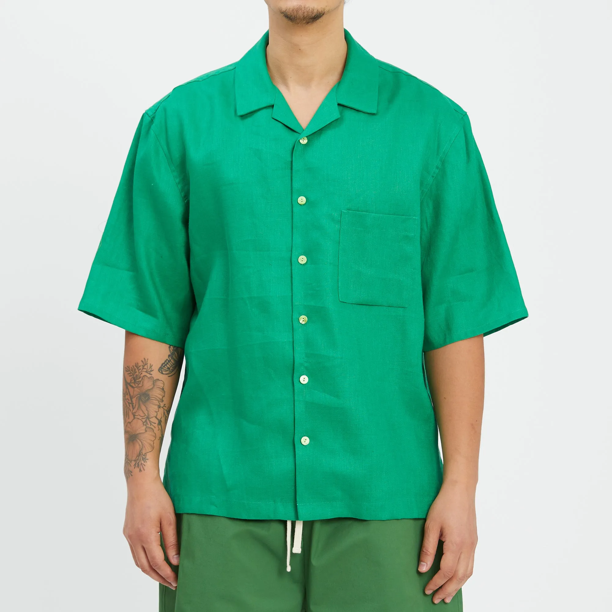 Aloha Shirt - Kelly Green Linen / Rayon sold by S.K. Manor Hill product image thumbnail 3