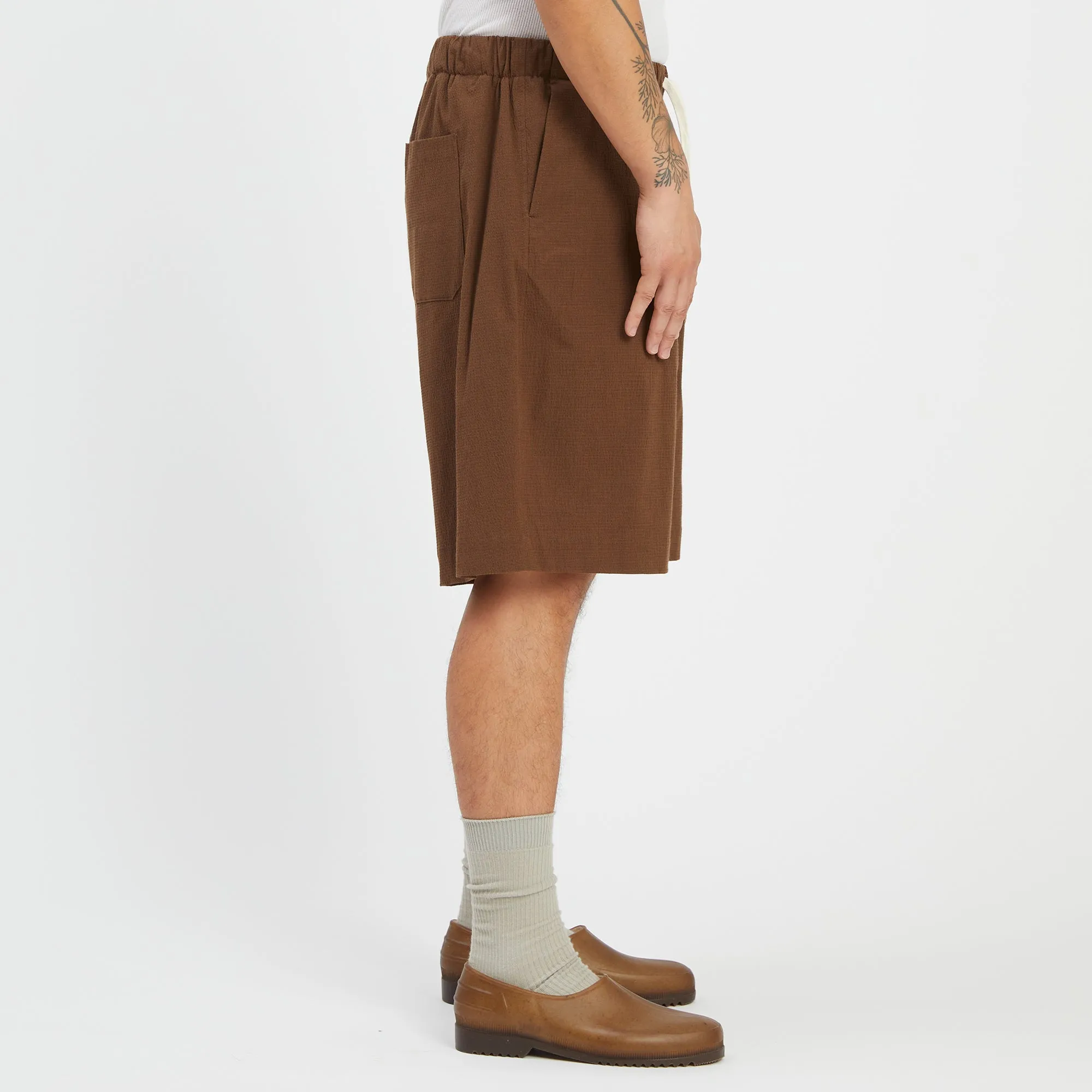 Barrack Short - Brown Puckered Cotton sold by S.K. Manor Hill product image thumbnail 4