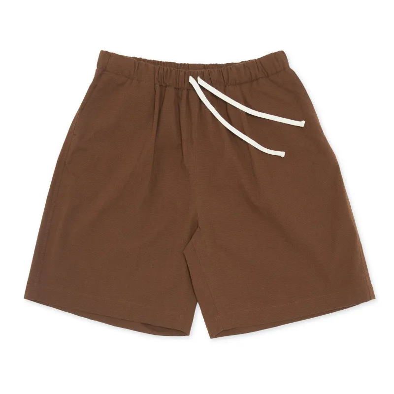 Barrack Short - Brown Puckered Cotton made by S.K. Manor Hill