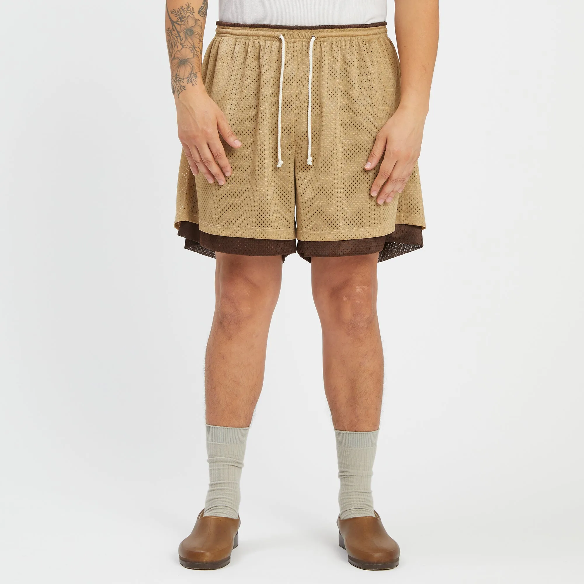 Reversible Ball Short - Tan & Brown Mesh sold by S.K. Manor Hill product image thumbnail 3