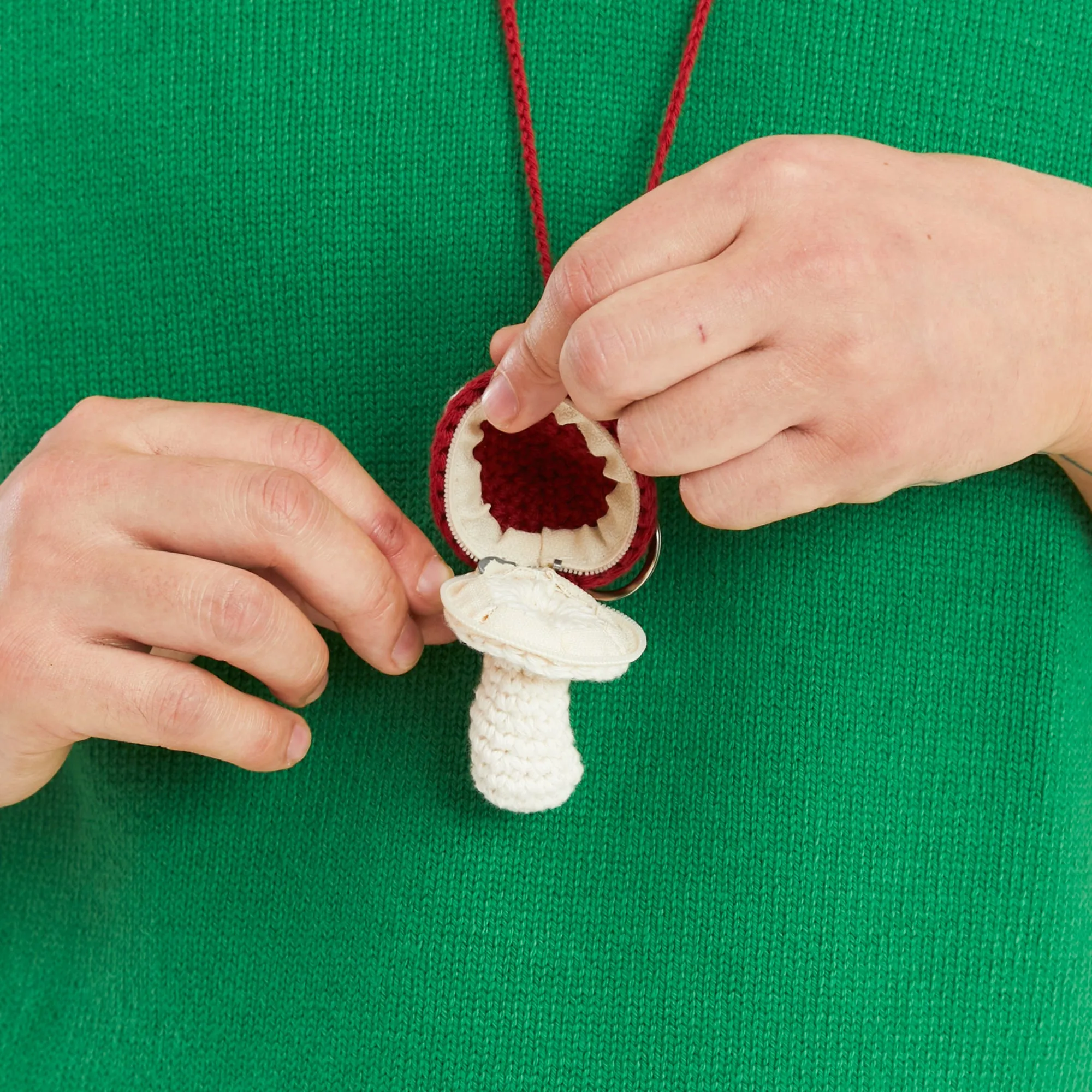 Small Mushroom Keychain/Necklace – Red Cotton sold by S.K. Manor Hill product image thumbnail 4