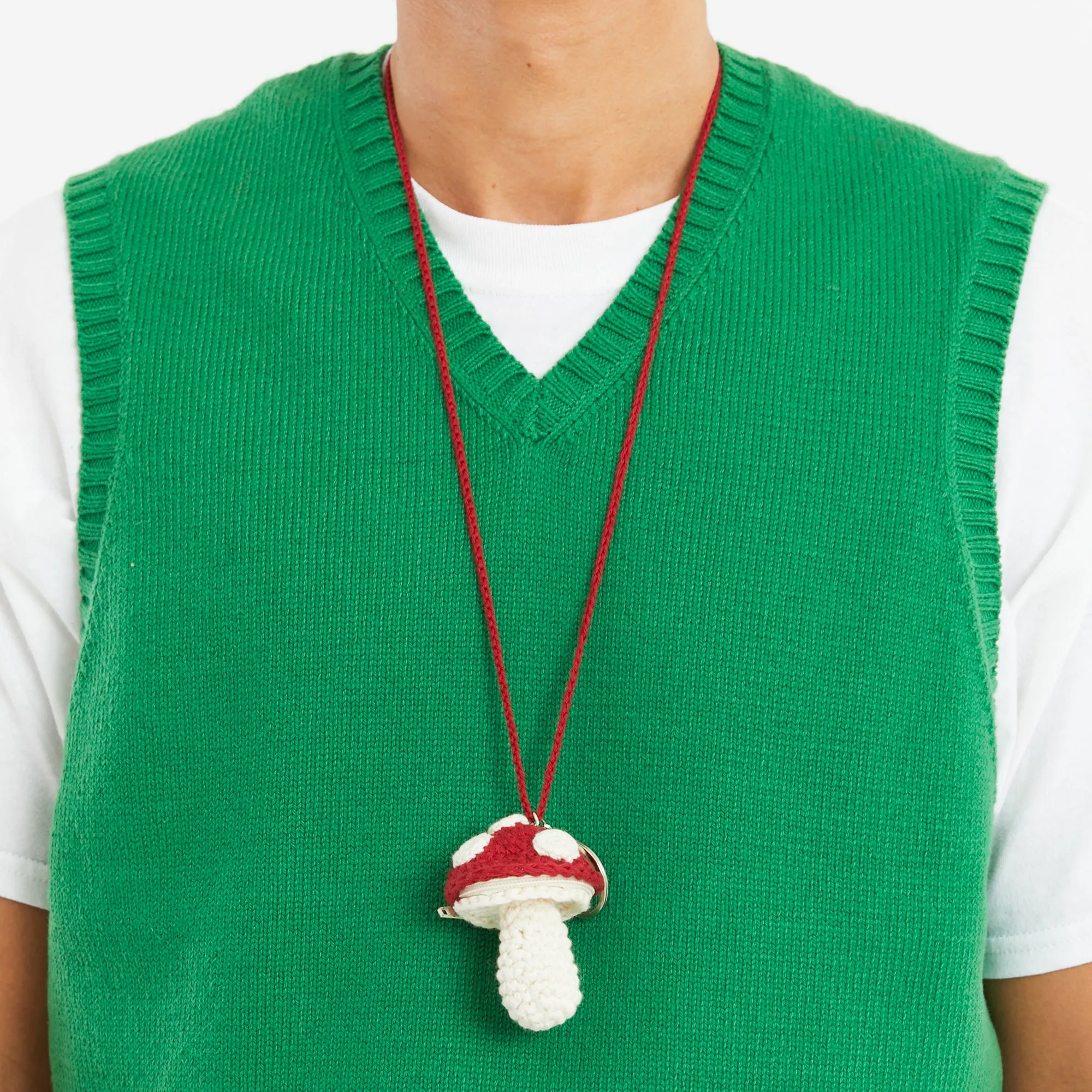 Small Mushroom Keychain/Necklace – Red Cotton sold by S.K. Manor Hill product image thumbnail 3