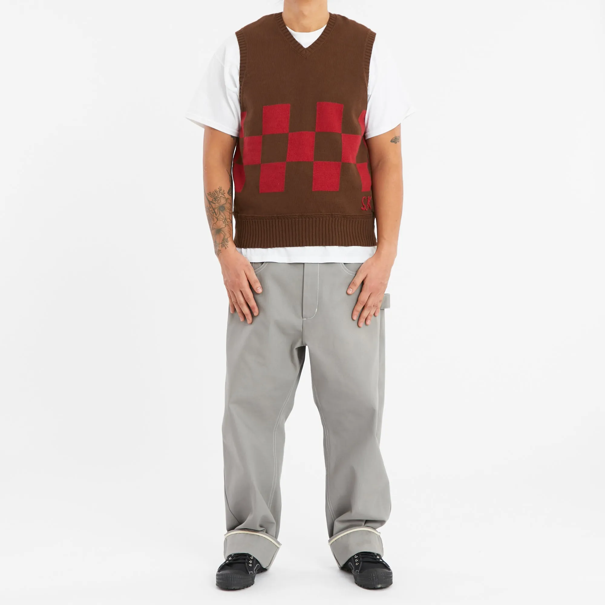 Sweater Vest - Brown & Red Checkered Cotton sold by S.K. Manor Hill product image thumbnail 2