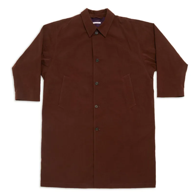 Mountain Trench Coat - Brown Waxed Cotton/Nylon WR made by S.K. Manor Hill