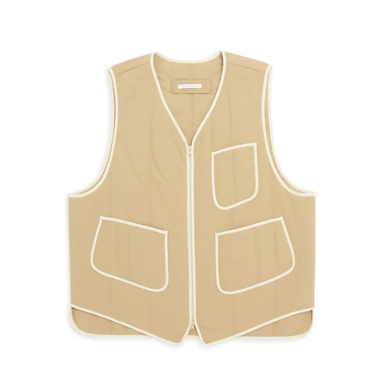 Yukon Vest - Tan Quilted Recycled Nylon WR made by S.K. Manor Hill