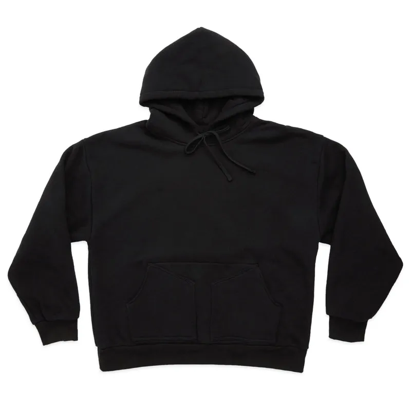 Reversible Evert Hoodie - Black Cotton Fleece made by S.K. Manor Hill