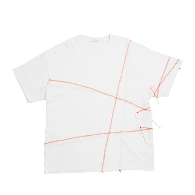 Cover Stitch T-Shirt - White w/ Orange made by S.K. Manor Hill