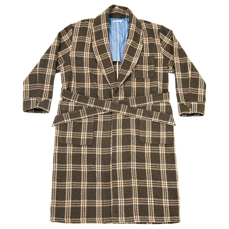 Wallace Robe - Brown Plaid Wool made by S.K. Manor Hill