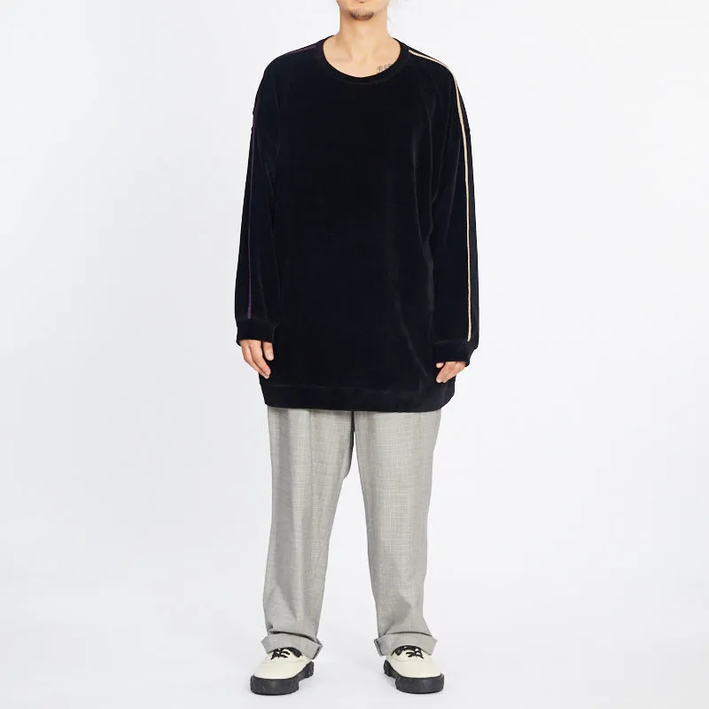 Oversized Velour Crewneck Sweatshirt - Black w/ Braid sold by S.K. Manor Hill product image thumbnail 2