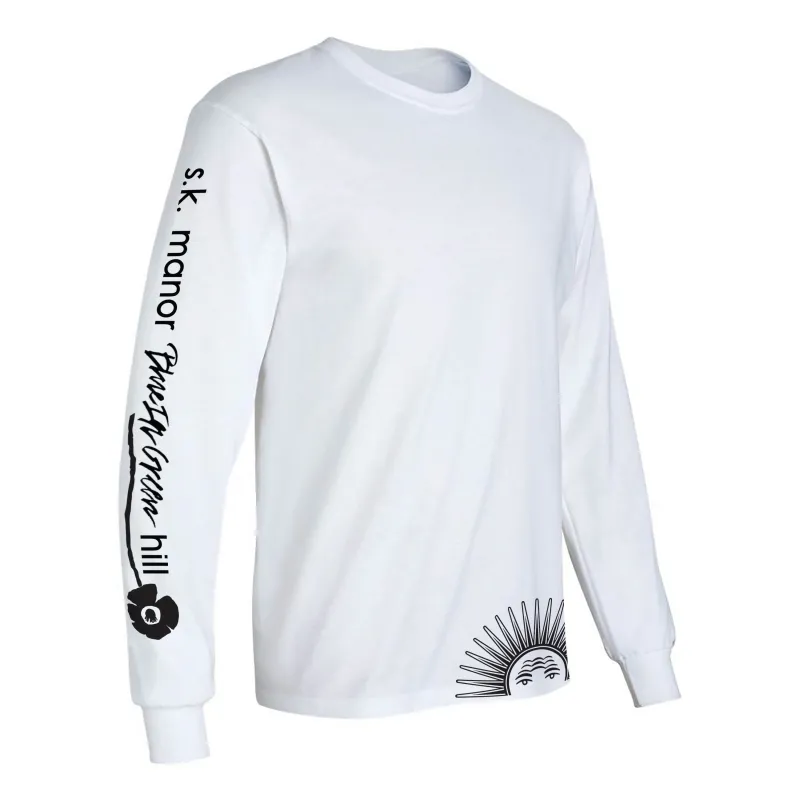 Long Sleeve Graphic T-Shirt - White (x BLUE IN GREEN) made by S.K. Manor Hill
