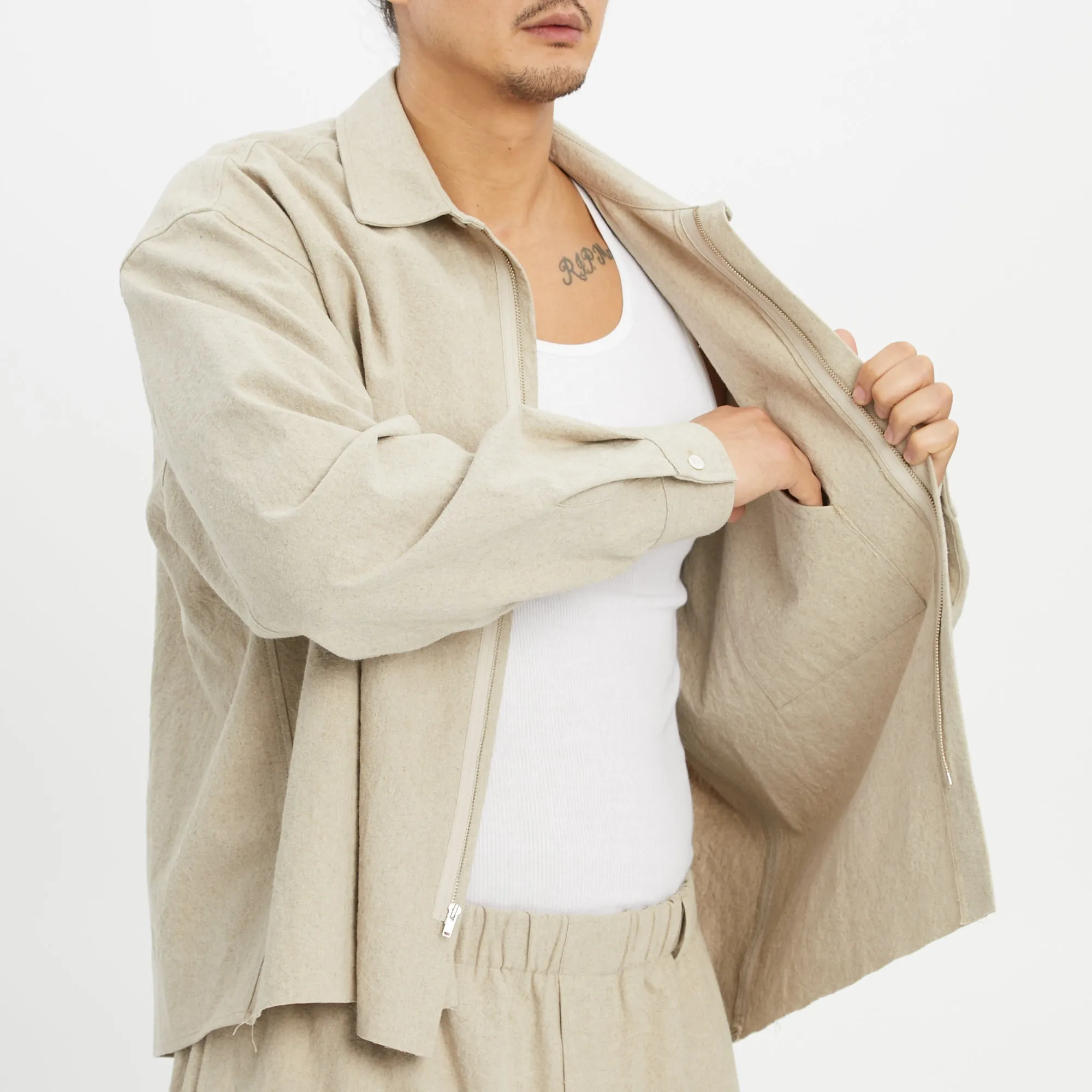 Mechanic Shirt/Jacket - Oatmeal Linen / Cotton sold by S.K. Manor Hill product image thumbnail 5