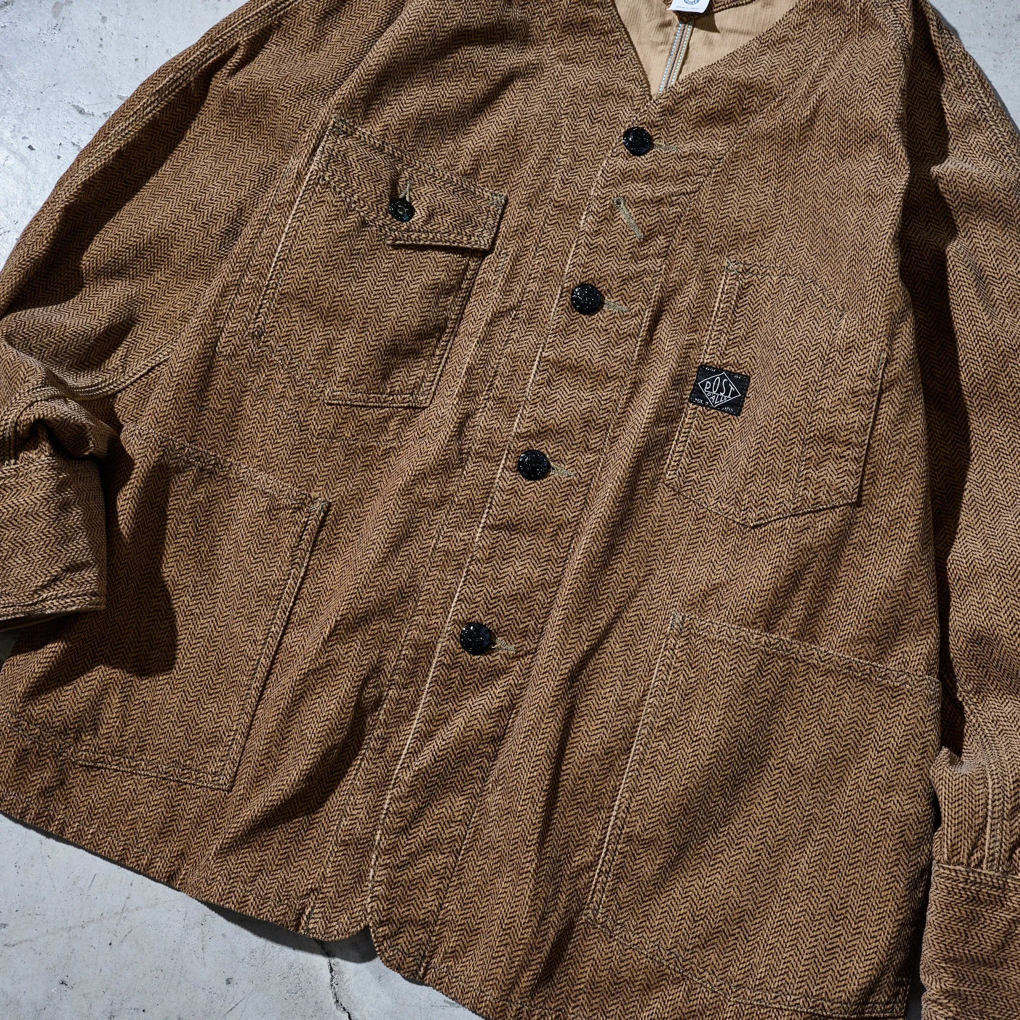 #1102DV-HCB Engineers' Jacket DV : herringbone print corduroy brown sold by Post O'Alls product image thumbnail 4