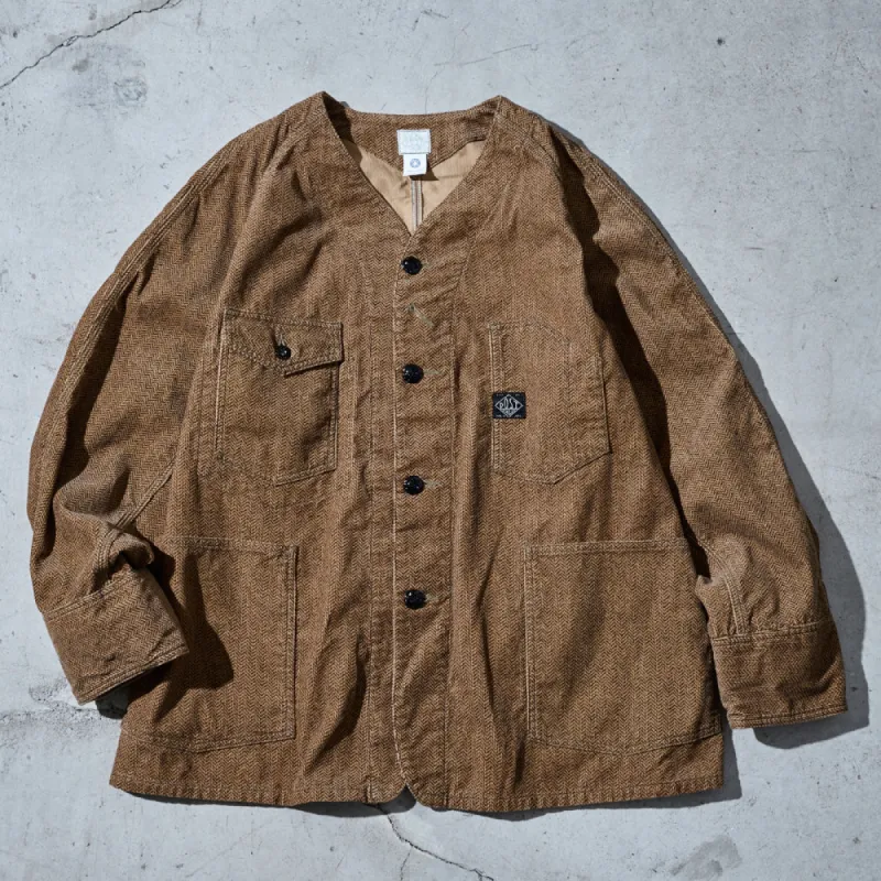 #1102DV-HCB Engineers' Jacket DV : herringbone print corduroy brown made by Post O'Alls