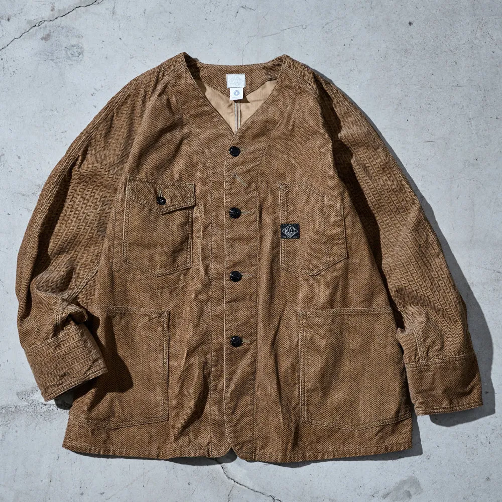 #1102DV-HCB Engineers' Jacket DV : herringbone print corduroy brown sold by Post O'Alls