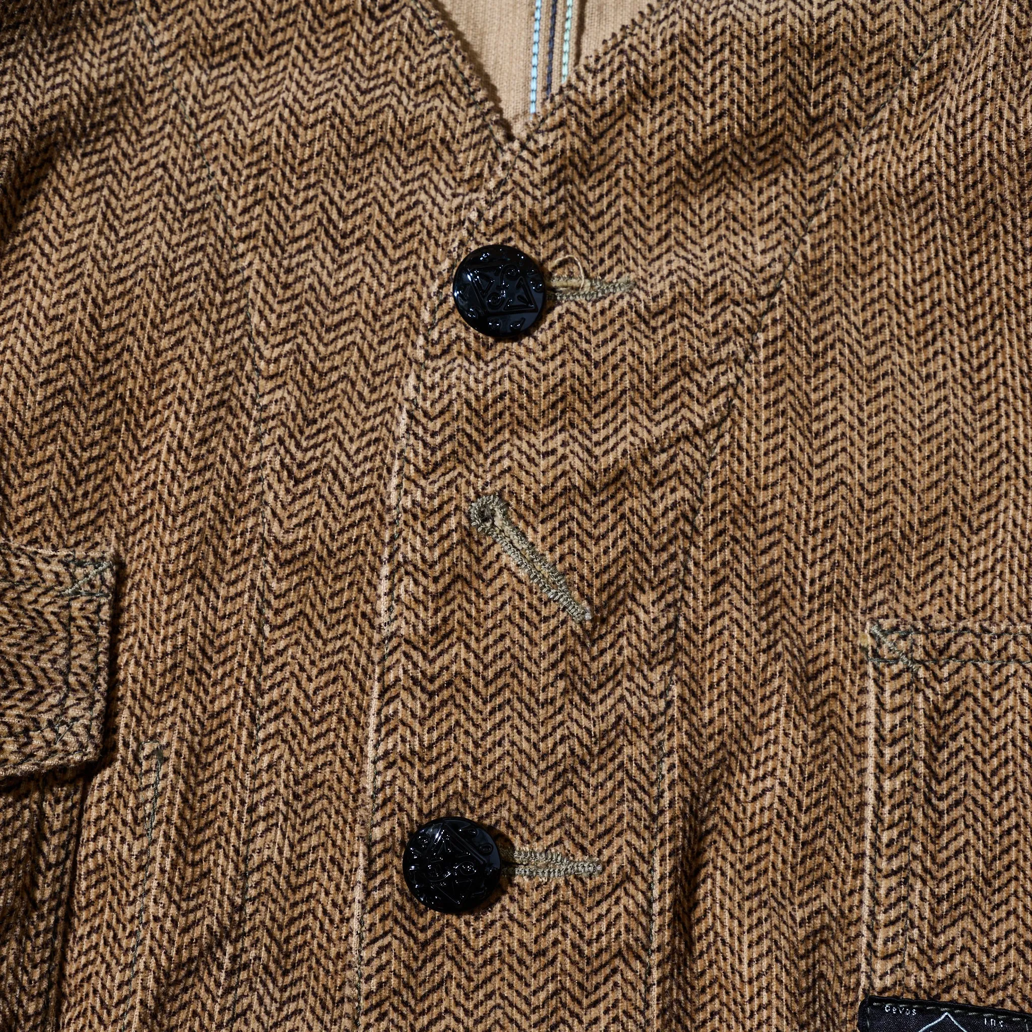 #1102DV-HCB Engineers' Jacket DV : herringbone print corduroy brown sold by Post O'Alls product image thumbnail 5