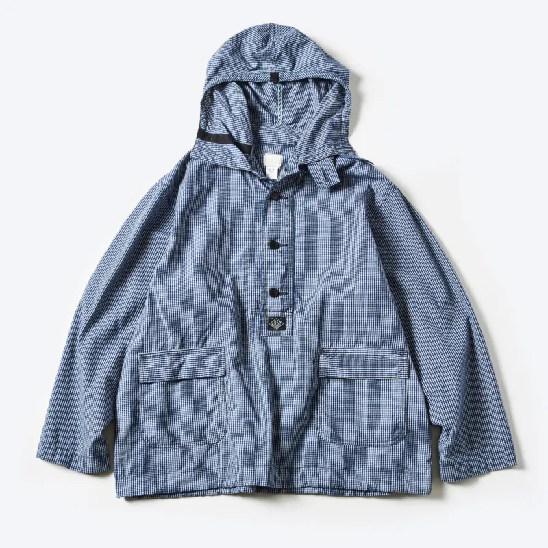 #1105-IC1 NAVY Parka : indigo check indigo sold by Post O'Alls