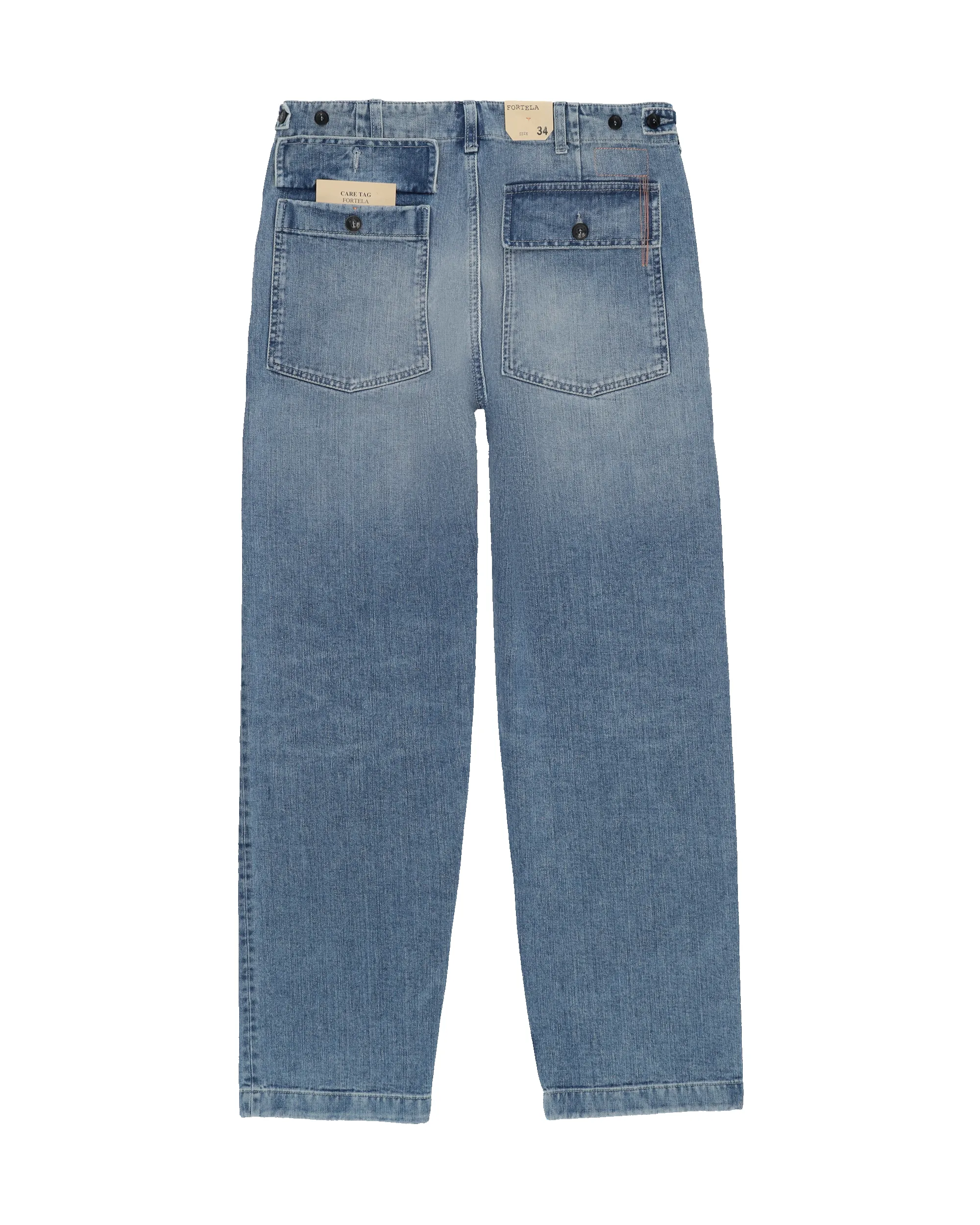 Newfatigue Pantaloni in Denim Bleach Wash sold by Fortela product image thumbnail 2