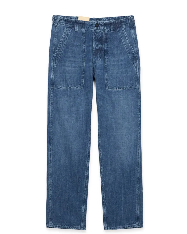 Newfatigue Pantaloni in Denim Stone Wash sold by Fortela