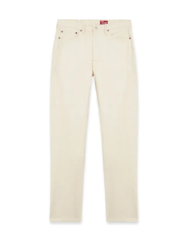 992 Johnny Japan Denim Cimosato Ecrù 5 Tasche a Vita Alta sold by Fortela