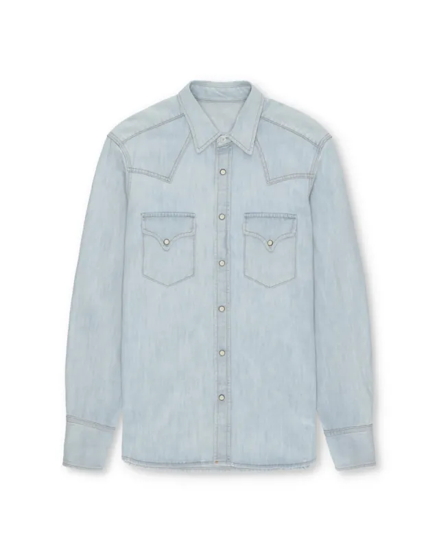 Ntex Camicia Texana In Denim Bleach Wash sold by Fortela
