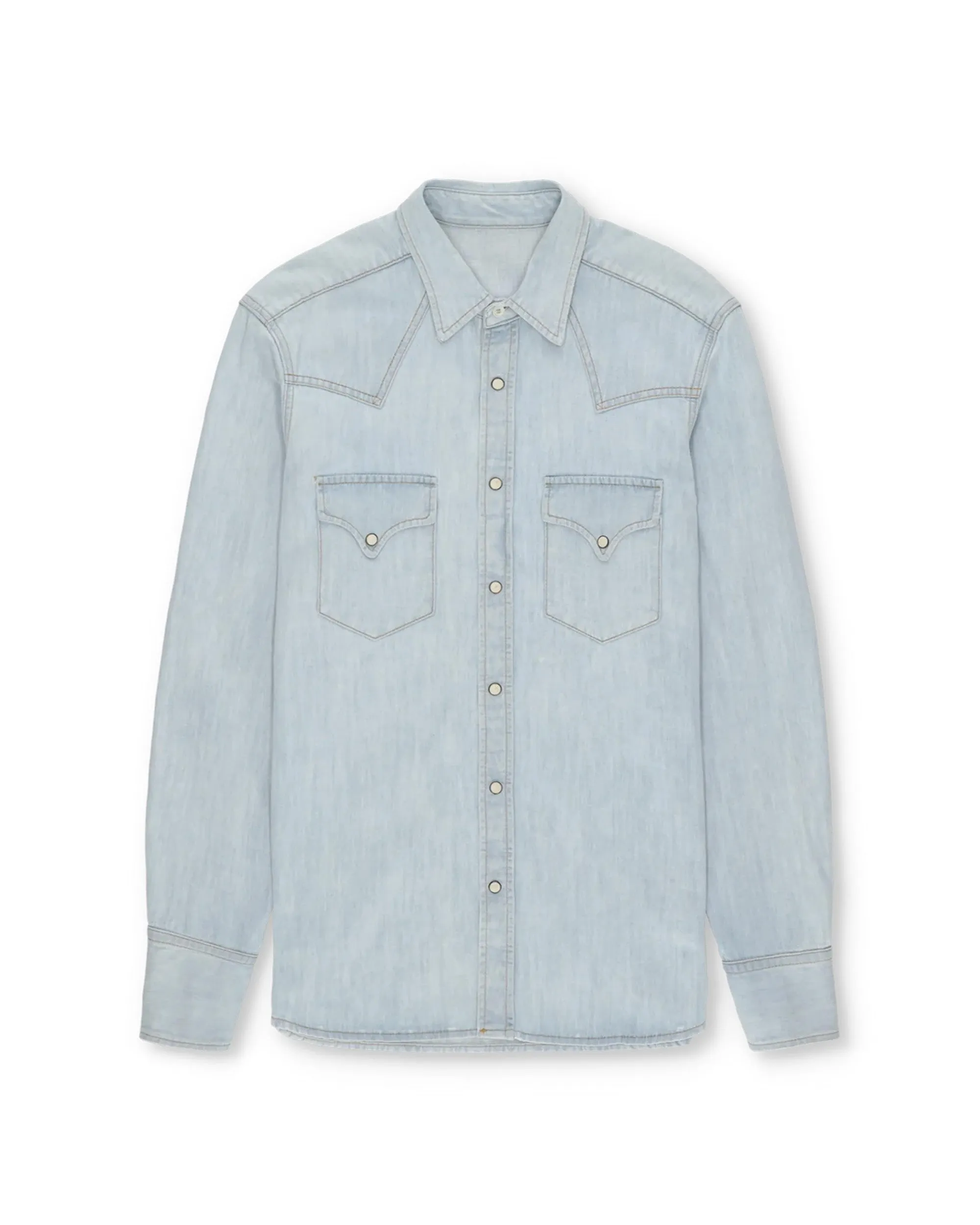 Ntex Camicia Texana In Denim Bleach Wash sold by Fortela