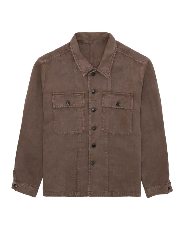 Helvetica Overshirt In Lino made by Fortela
