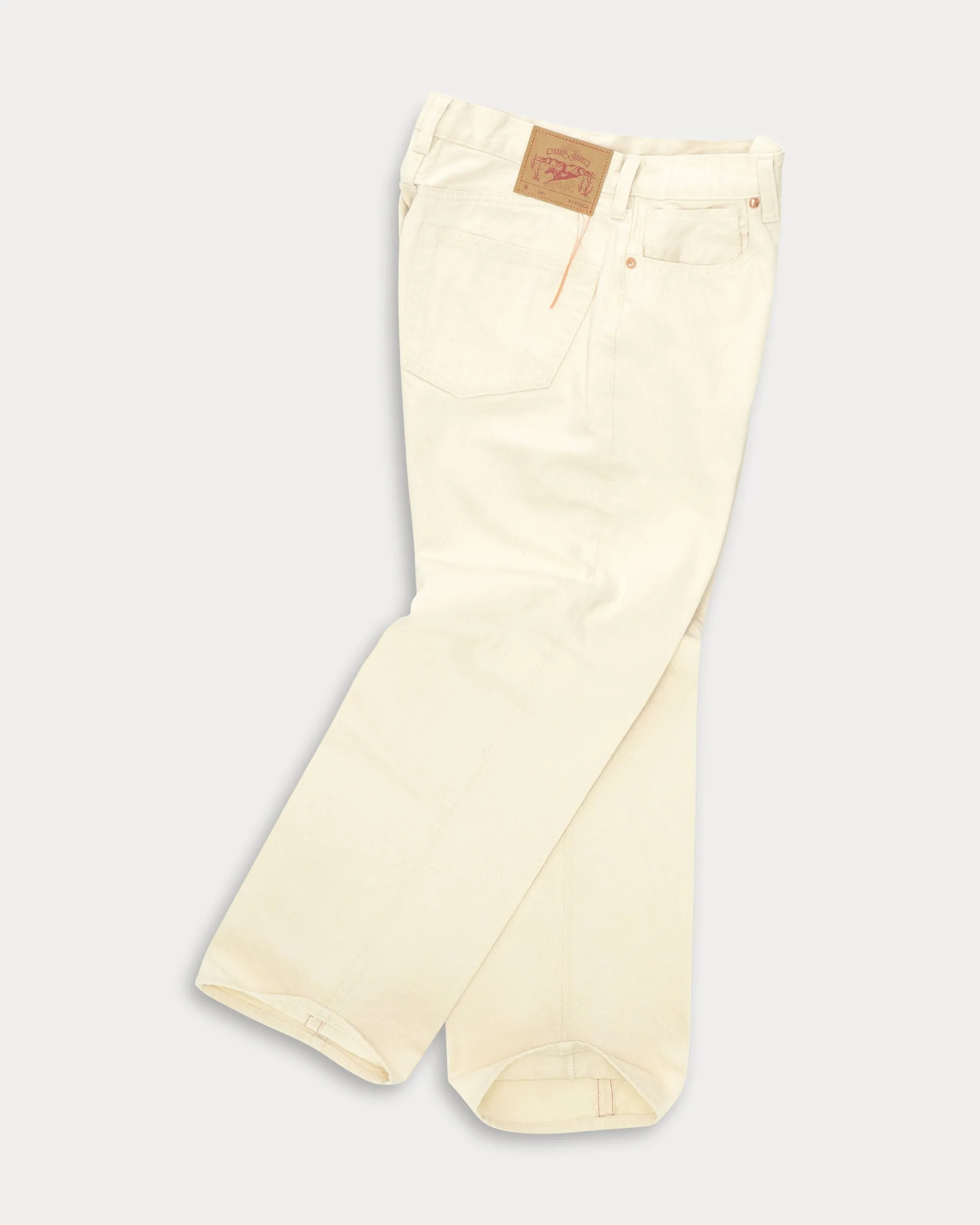 914 Leo Japan Denim Cimosato 5 Tasche a Vita Alta Ecrù - L33'' sold by Fortela product image thumbnail 3