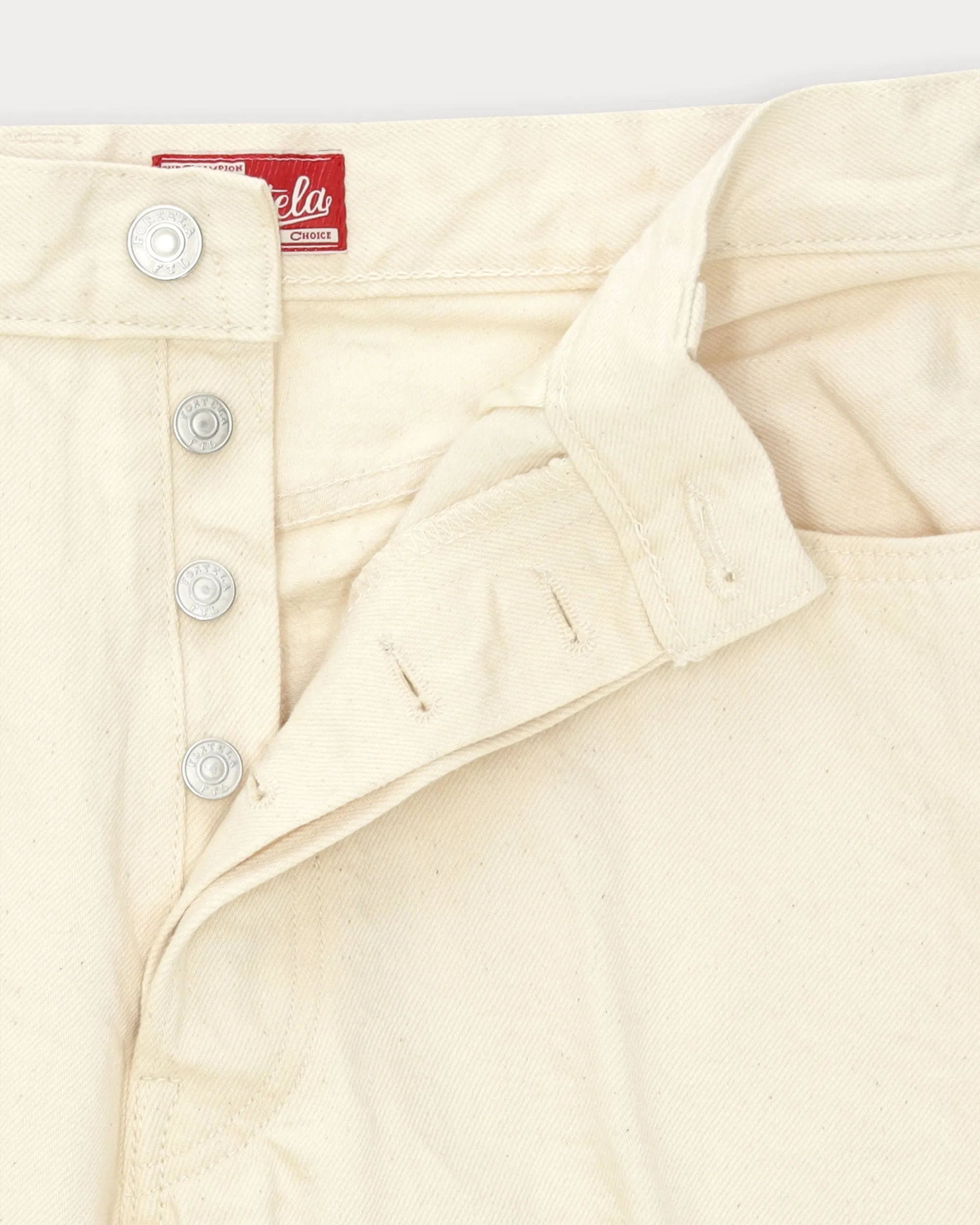 914 Leo Japan Denim Cimosato 5 Tasche a Vita Alta Ecrù - L33'' sold by Fortela product image thumbnail 4