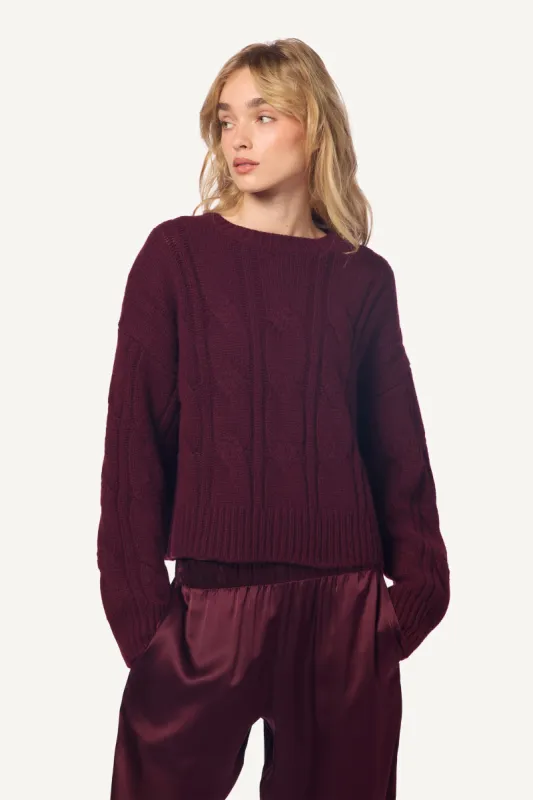 TRISTAN CASHMERE CREWNECK PULLOVER | BORDEAUX sold by Sablyn