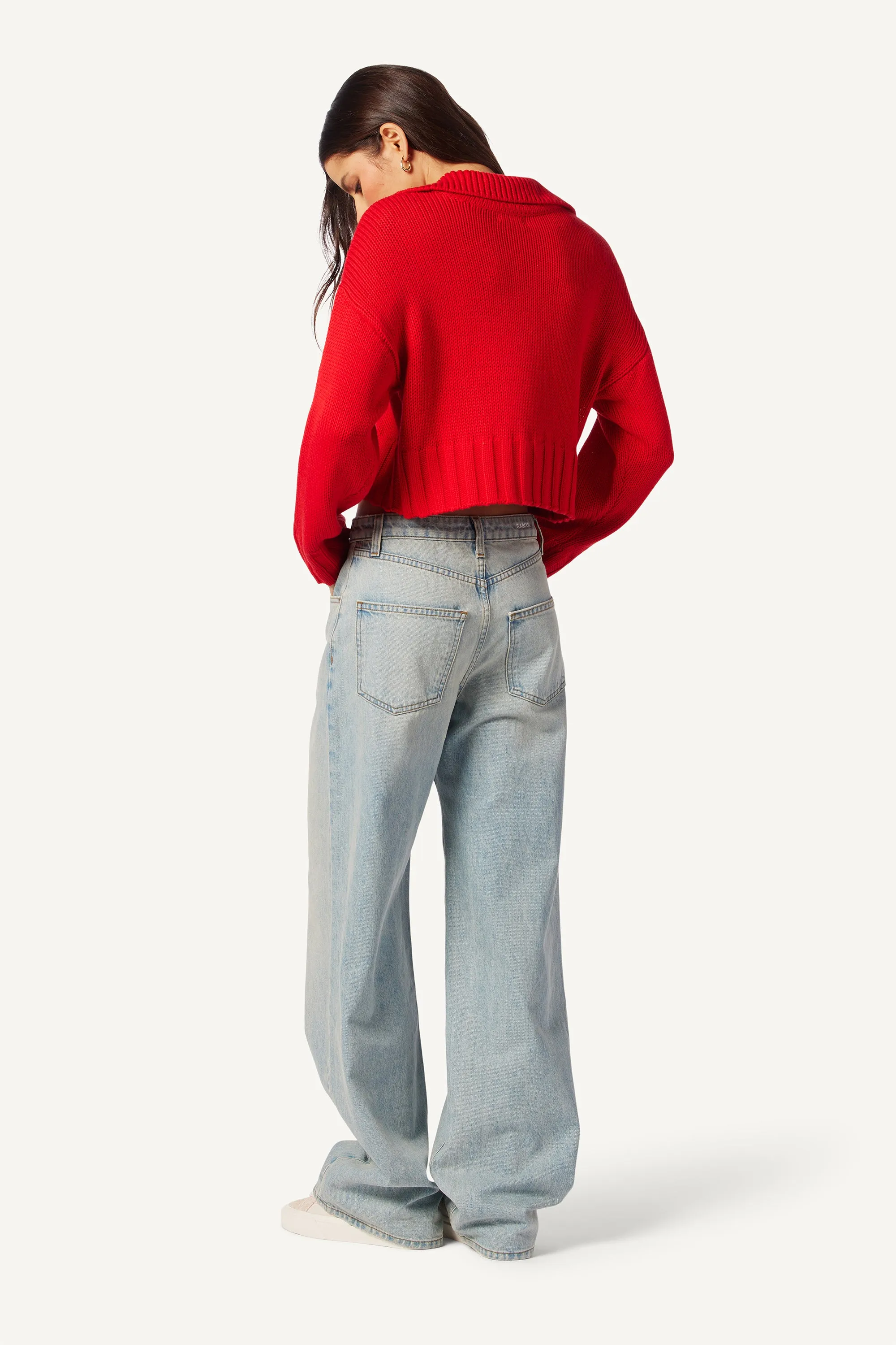 JULIE COTTON CASHMERE SWEATER W/ COLLAR | SCARLET sold by Sablyn product image thumbnail 2