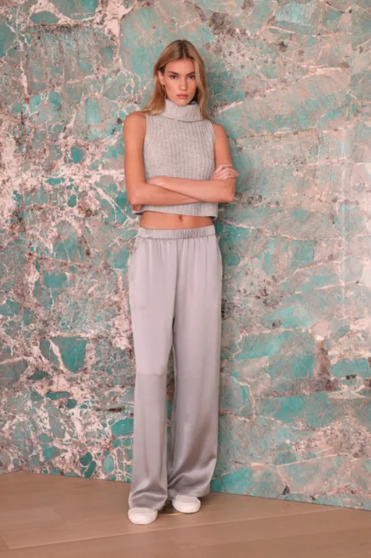 BRYNN WIDE LEG SILK PANT | FOGGY sold by Sablyn