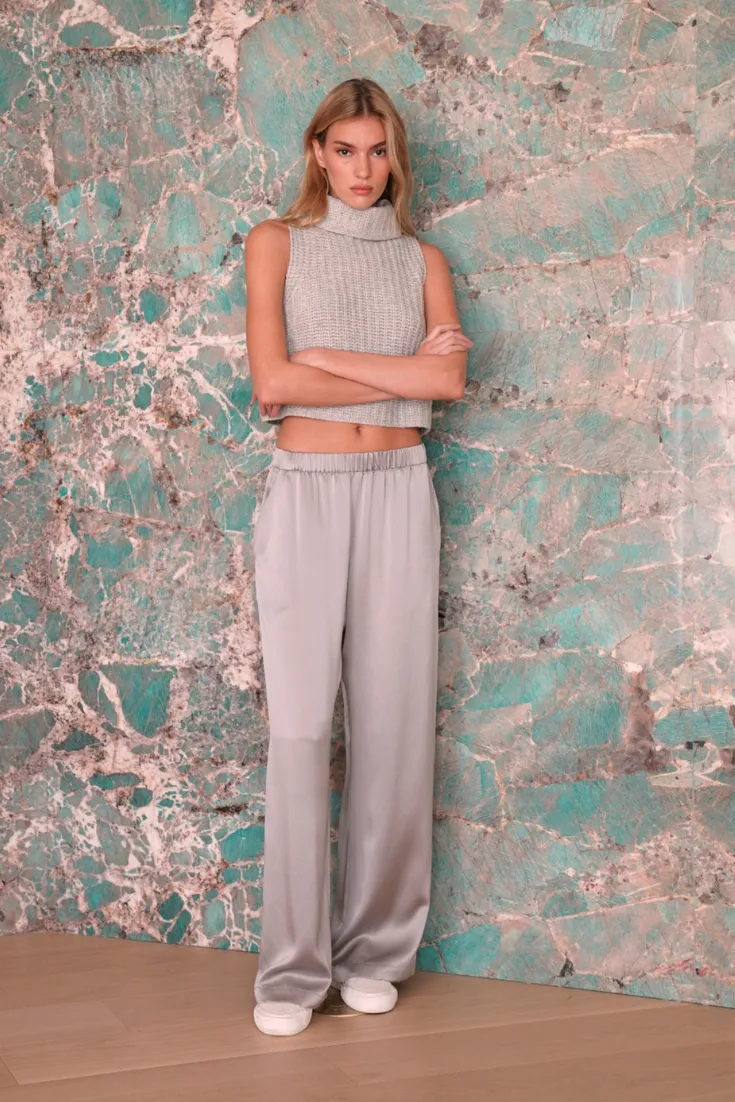 BRYNN WIDE LEG SILK PANT | FOGGY sold by Sablyn