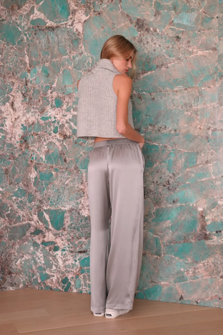 BRYNN WIDE LEG SILK PANT | FOGGY sold by Sablyn product image thumbnail 2