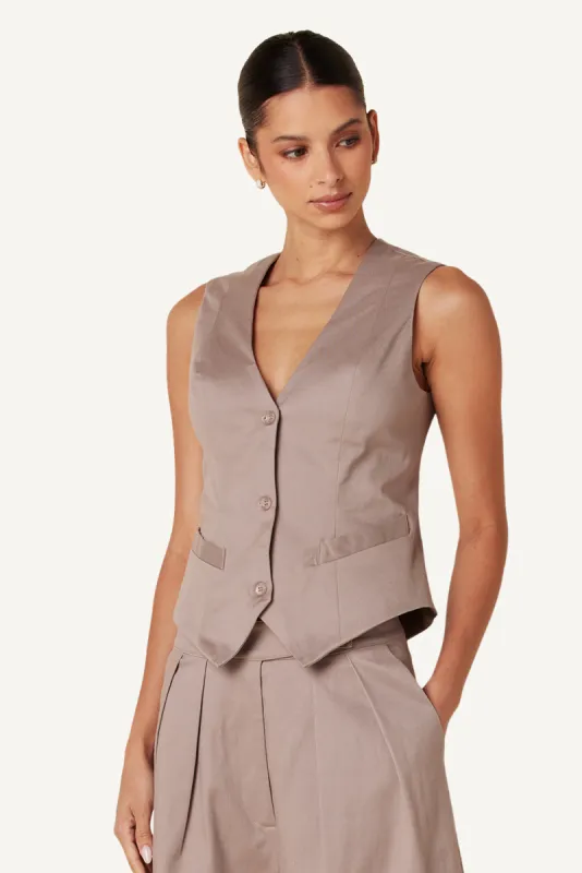 TULI TWILL VEST | TOAST sold by Sablyn