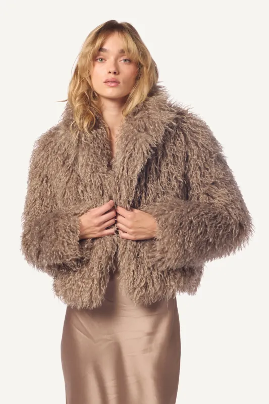 SHAE RELAXED FAUX FUR COAT | ECO GRAVEL sold by Sablyn